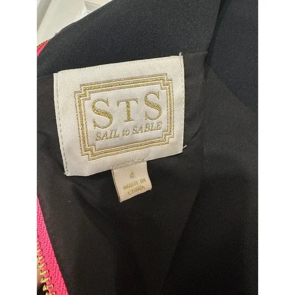 Sail to Sable Dress Black Ruffle Hem  Long Bell Sleeve Career Cocktail Party 4 - Picture 4 of 4